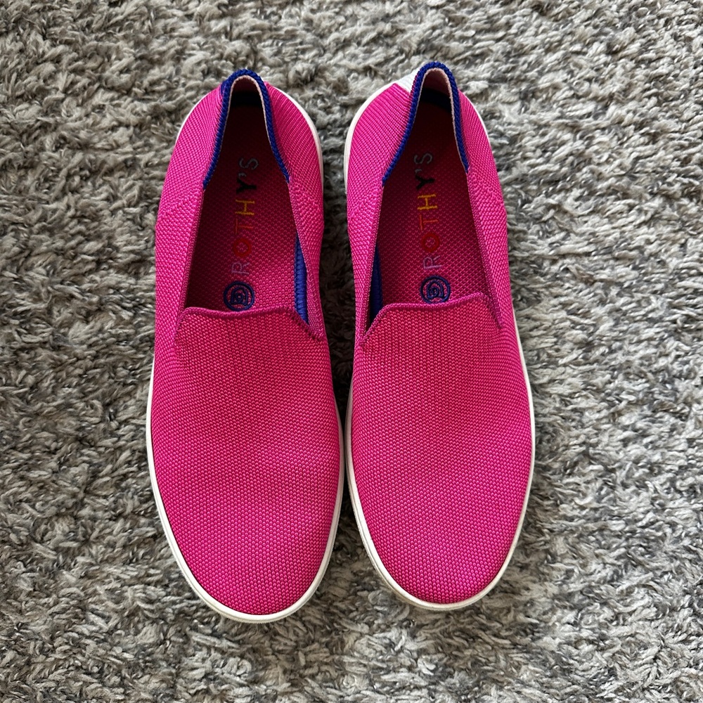 Vibrant Pink Slip-On Sneakers with White Rubber Sole